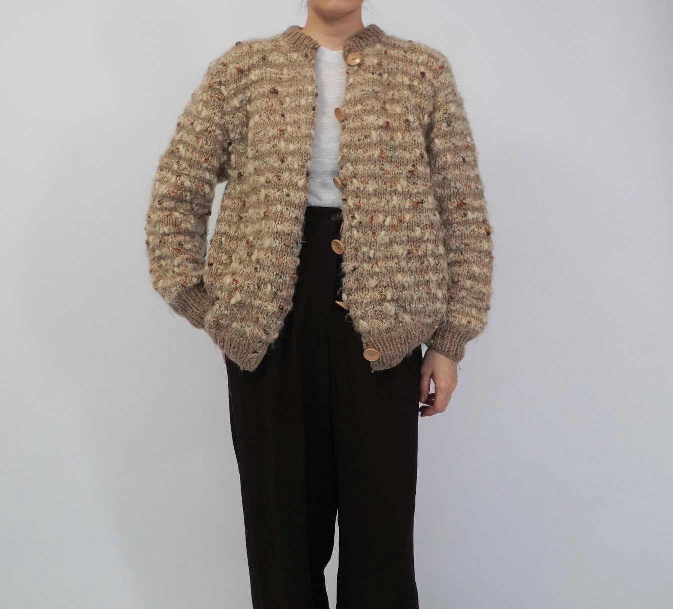80s Mix Knit Cardigan Made in Italy