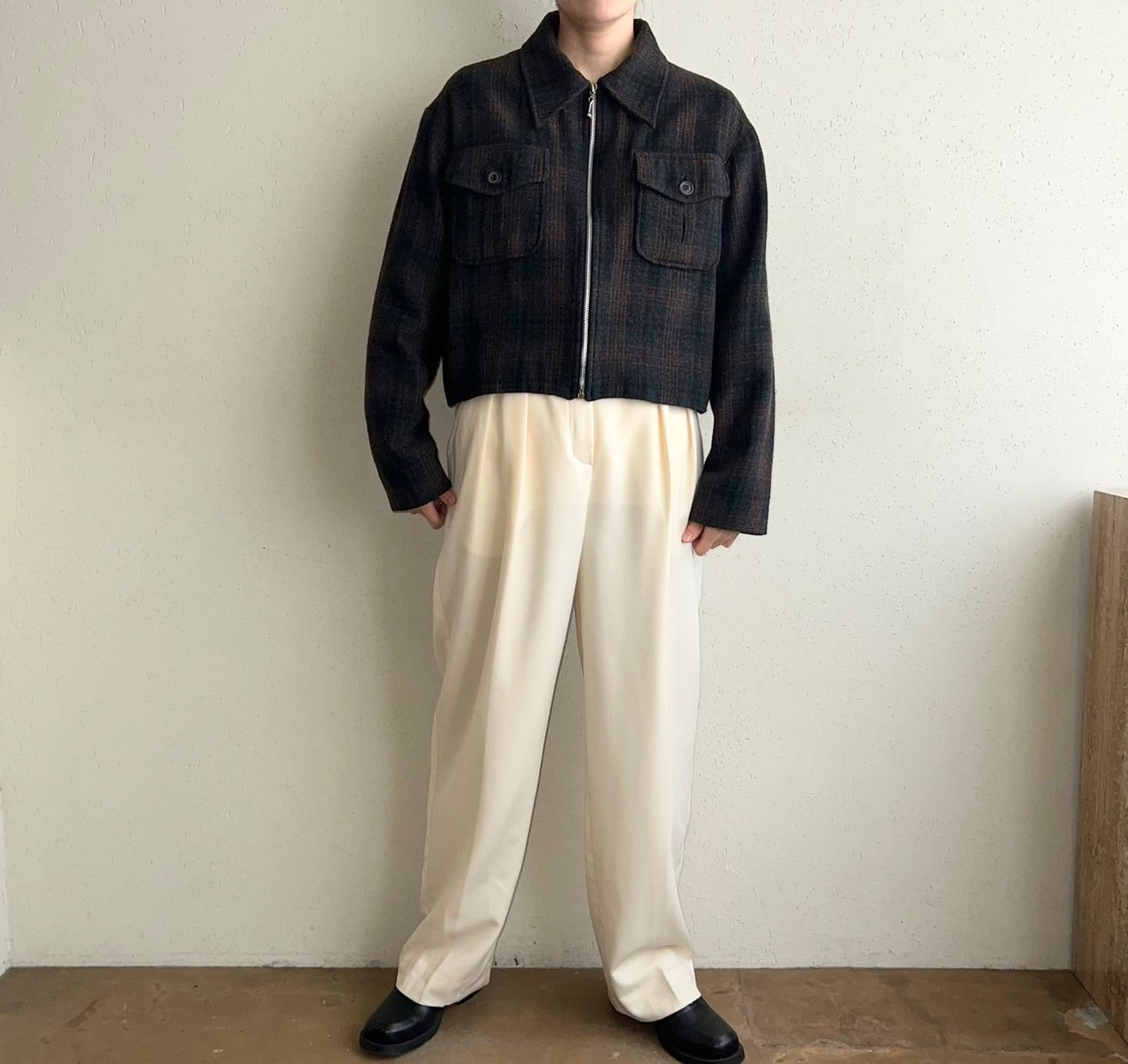 90s Plaid Zipped Jacket