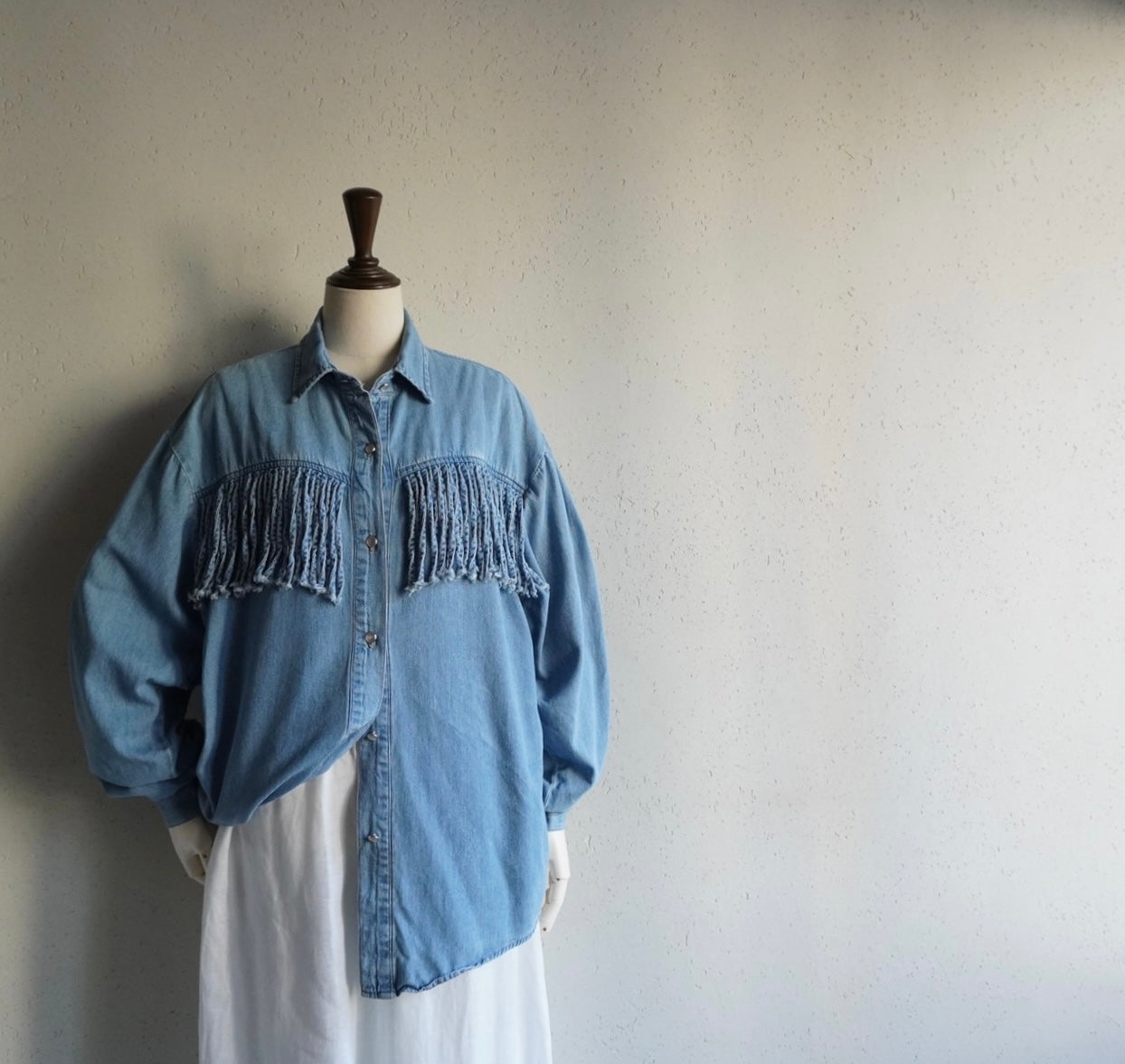 90s Fringe Design Denim Shirt Made in USA