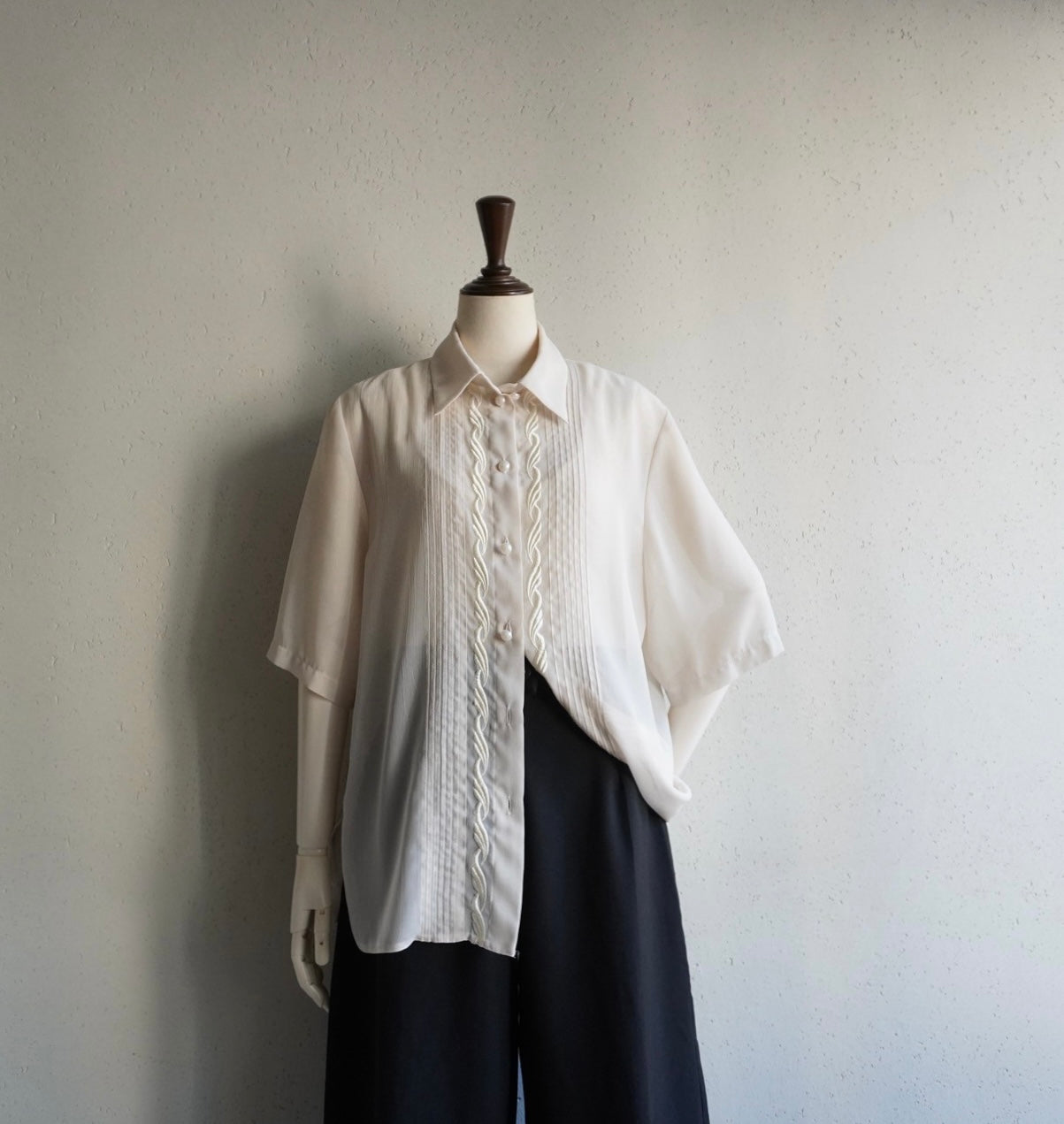 90s EURO Embroidery Sheer Shirt