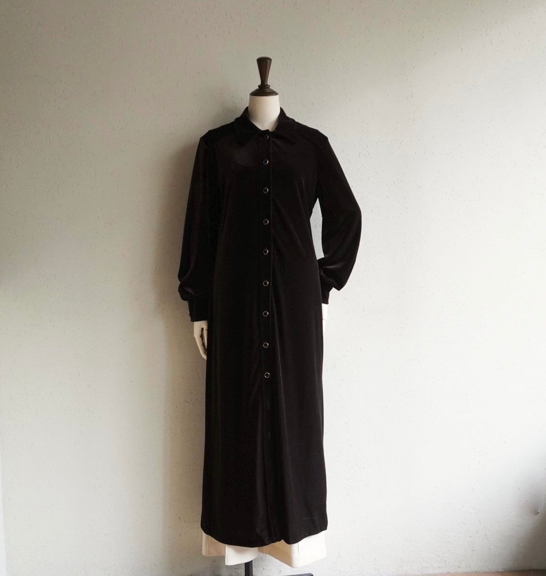 90s Brown Velor Maxi Dress Made in USA