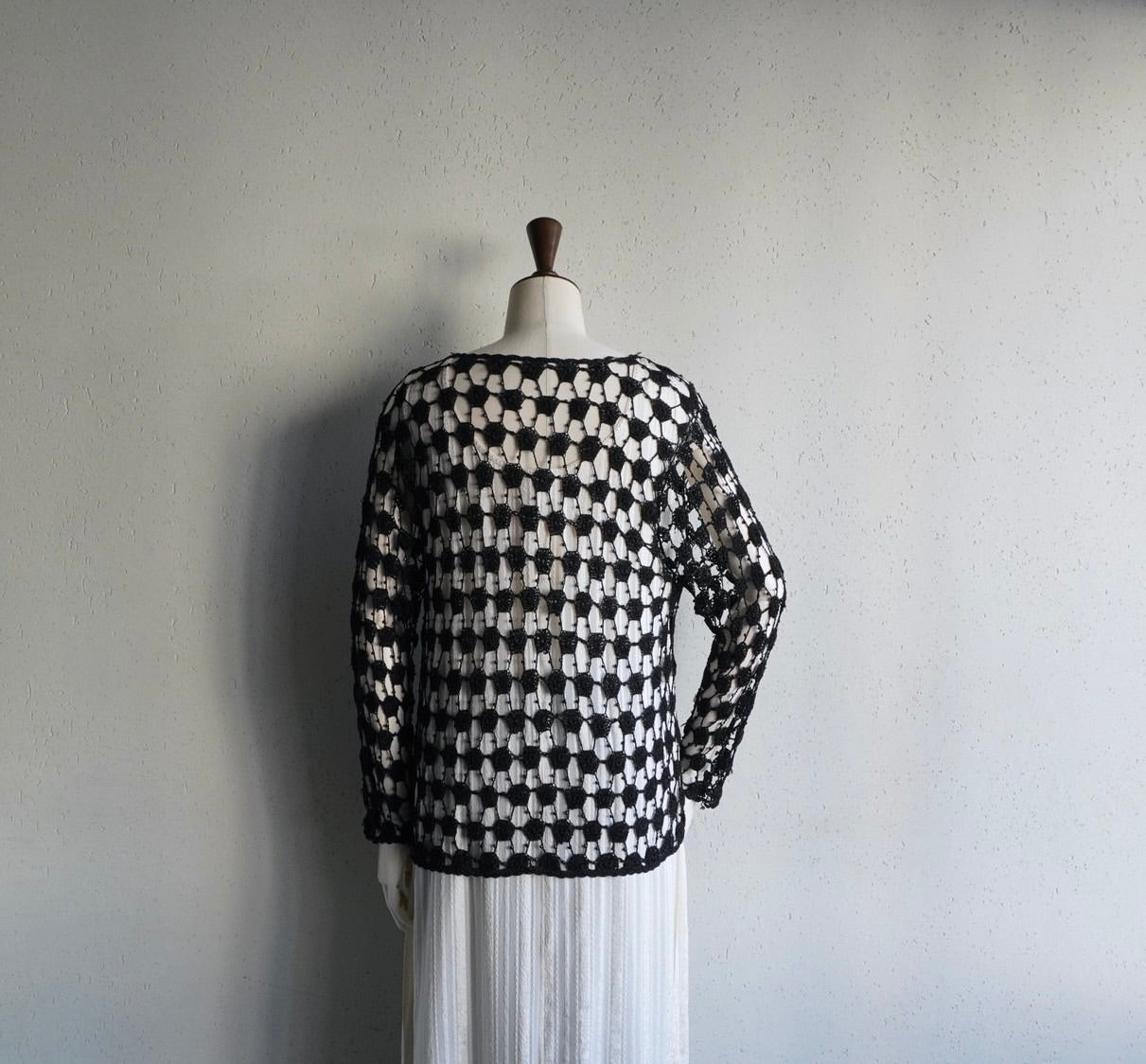 80s Black Crochet Top