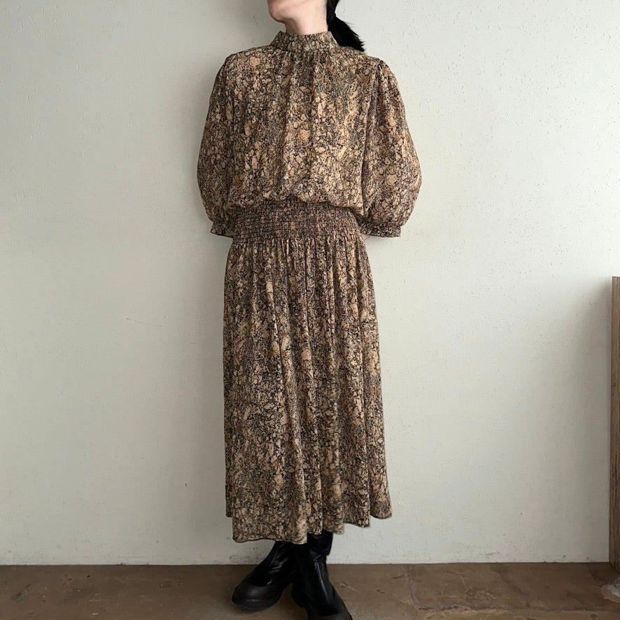 80s Printed Dress Made in USA