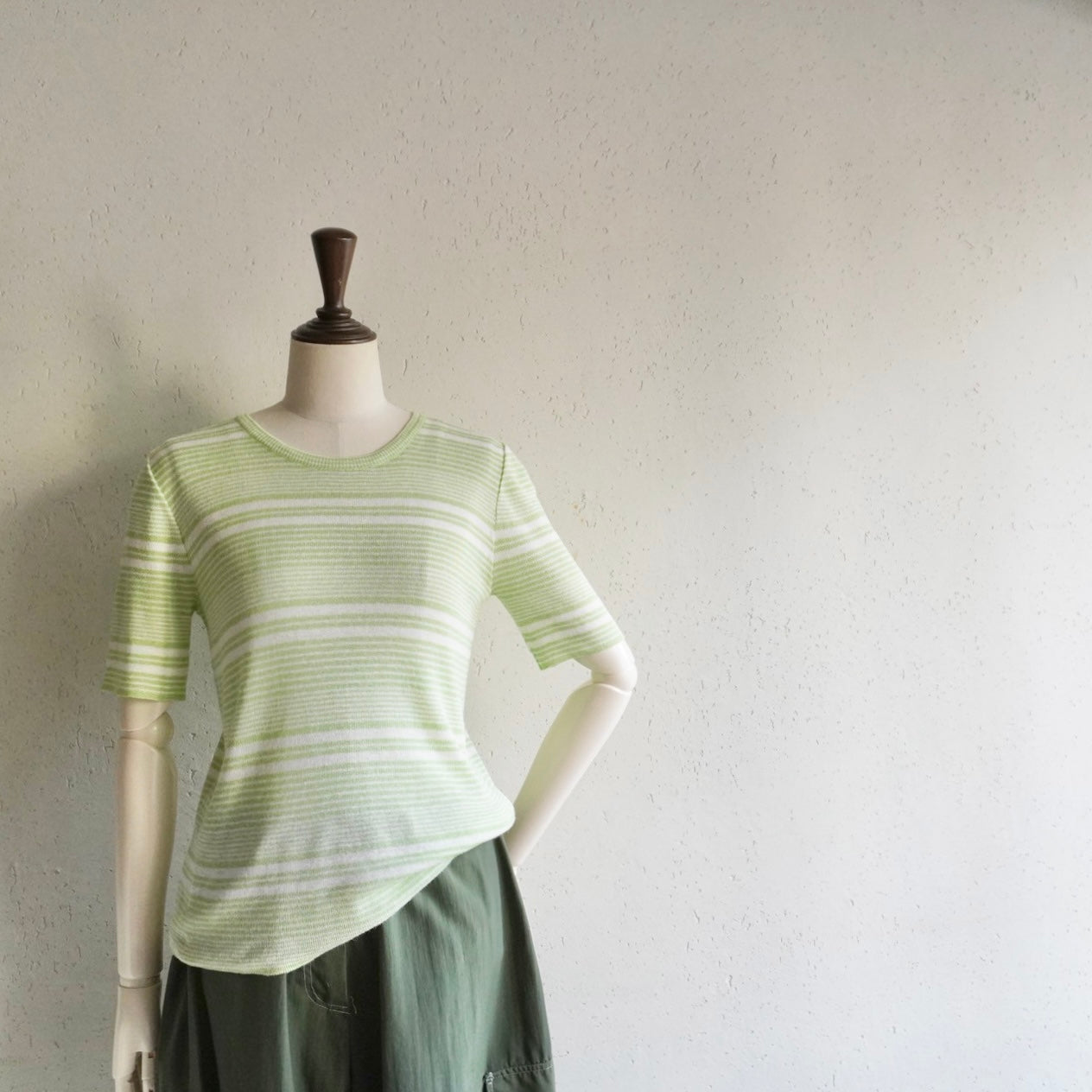 70s Green Striped Top