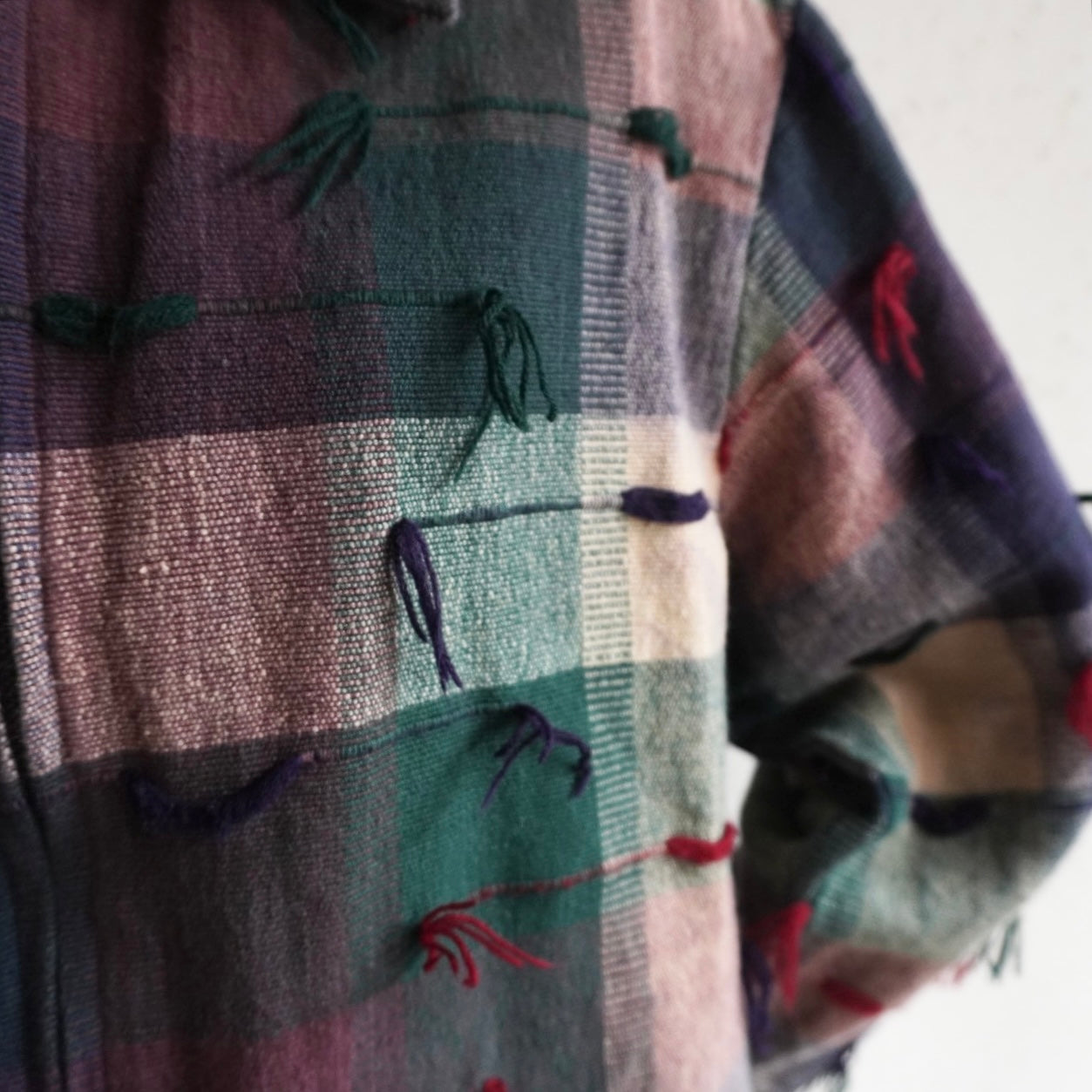 90s Plaid Fringe Light Jacket