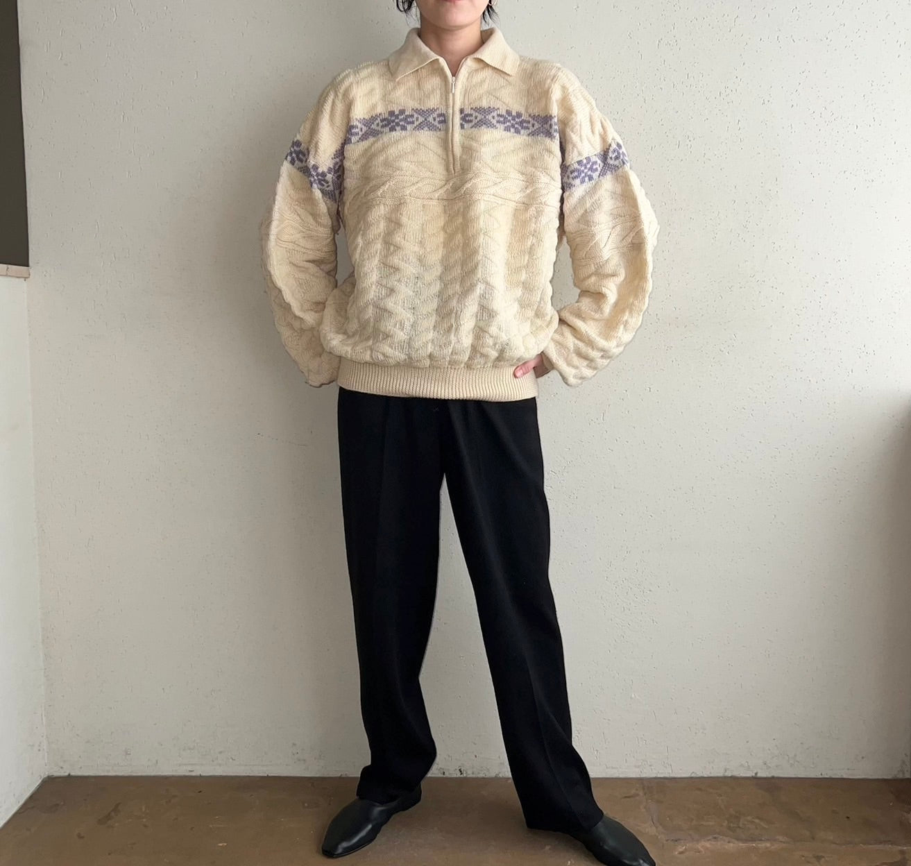 80s Zipped Wool Knit Made in Italy