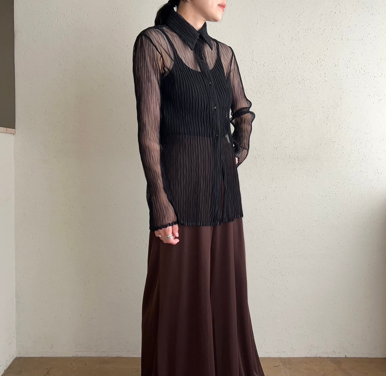 90s Black Sheer Shirt