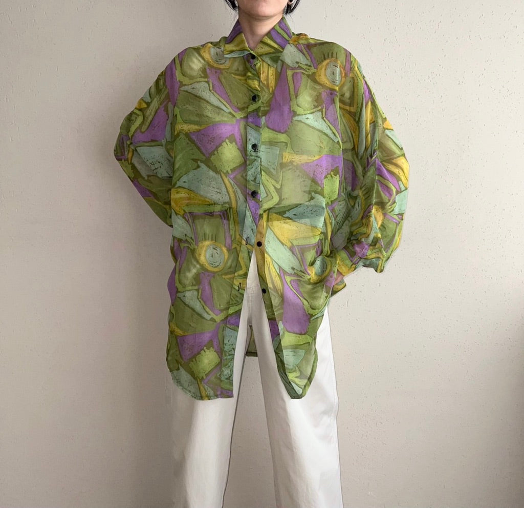 90s Sheer Printed Shirt
