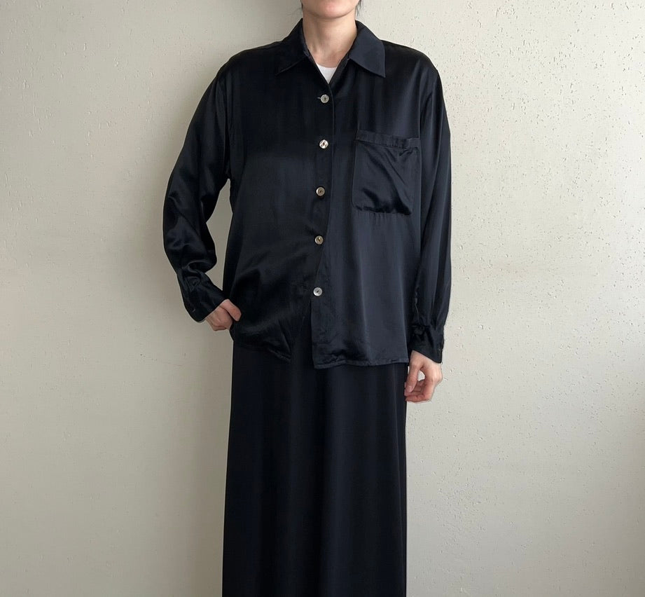 90s Black Silk Shirt