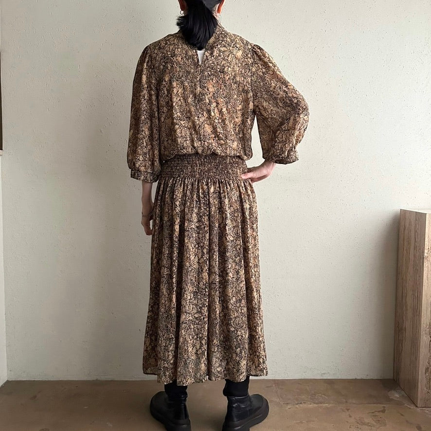 80s Printed Dress Made in USA