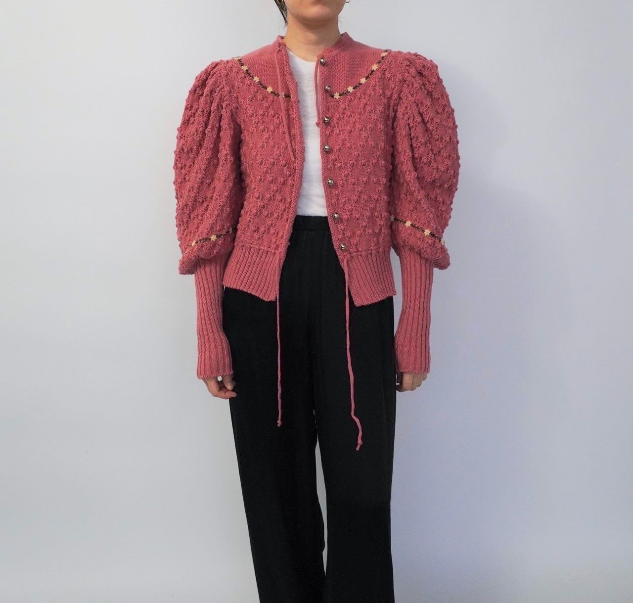 80s Embroidery Knit Cardigan