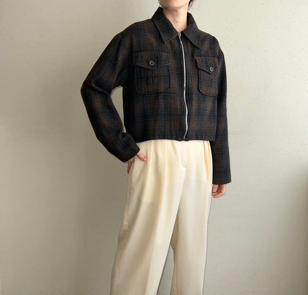 90s Plaid Zipped Jacket