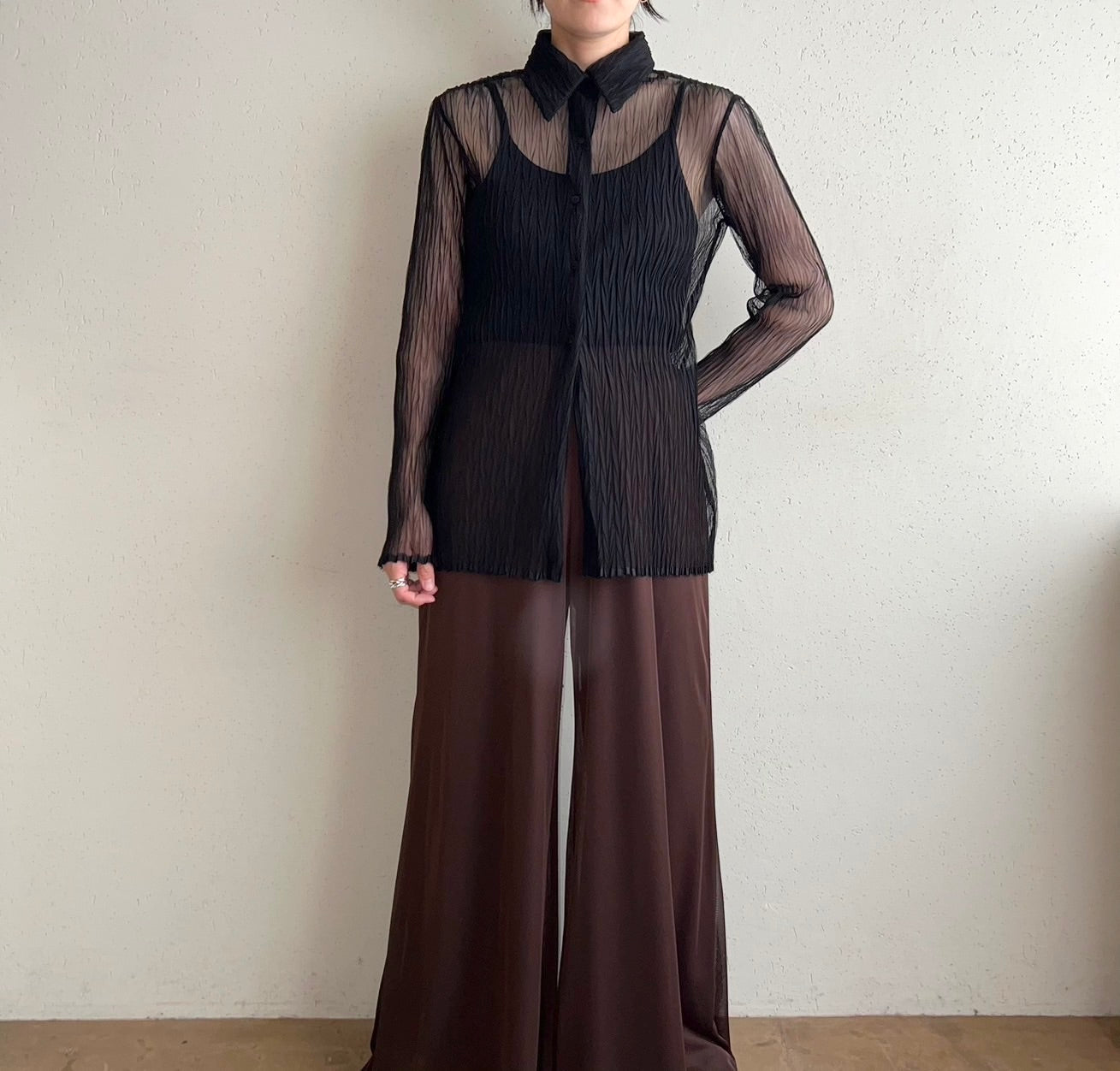 90s Black Sheer Shirt