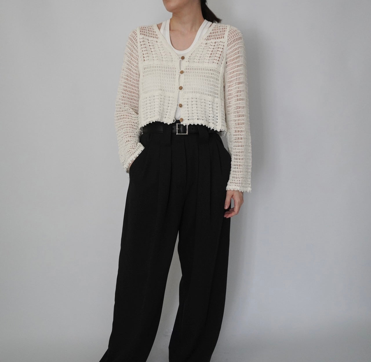 90s White Crochet Cardigan