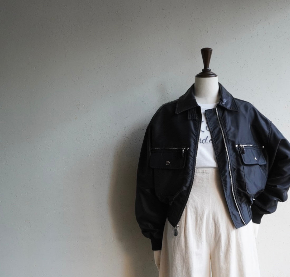 90s Nylon×Leather Jacket Made in USA