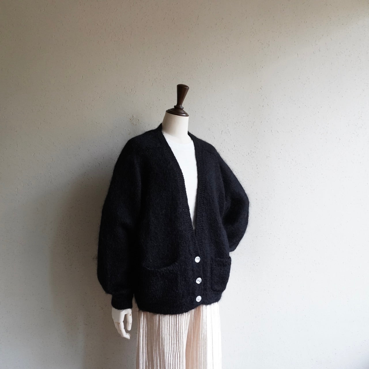 90s Black Mohair Knit Cardigan