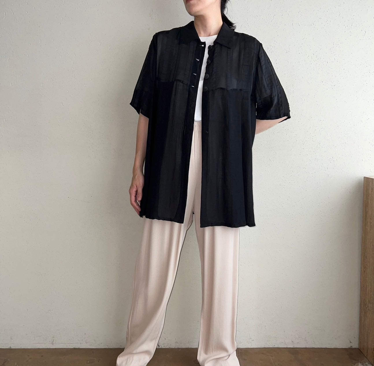 90s Black Sheer Shirt Made in Italy