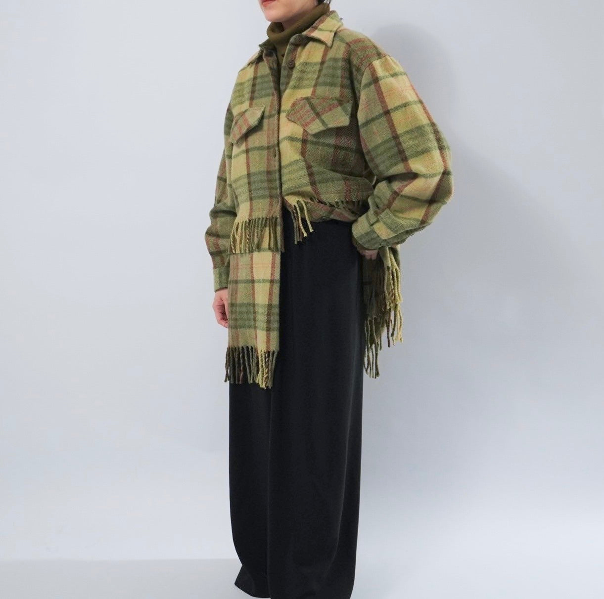 80s Plaid Fringe Design jacket Made in Italy