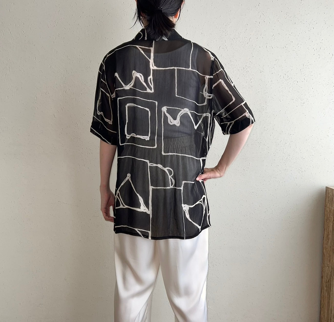 90s EURO Printed Sheer Shirt
