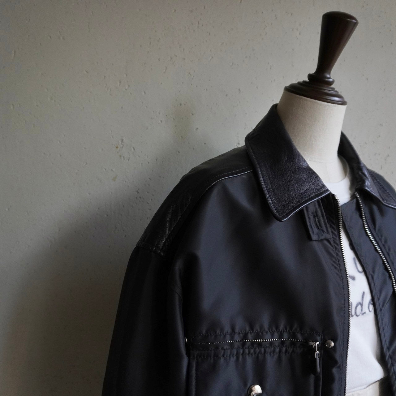 90s Nylon×Leather Jacket Made in USA