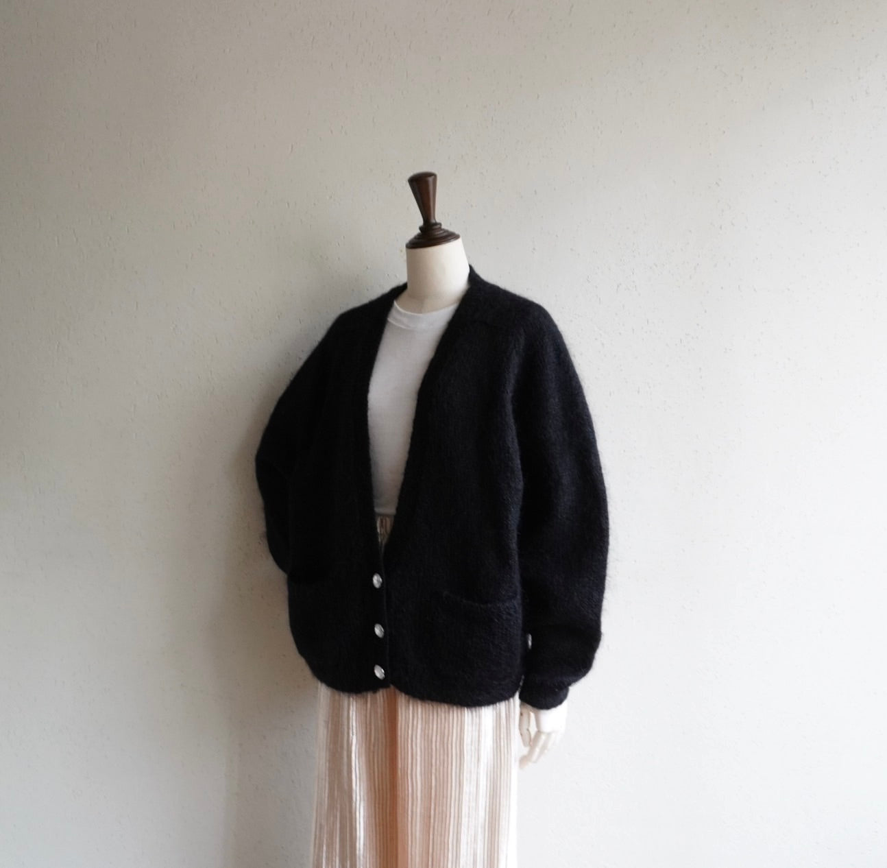 90s Black Mohair Knit Cardigan