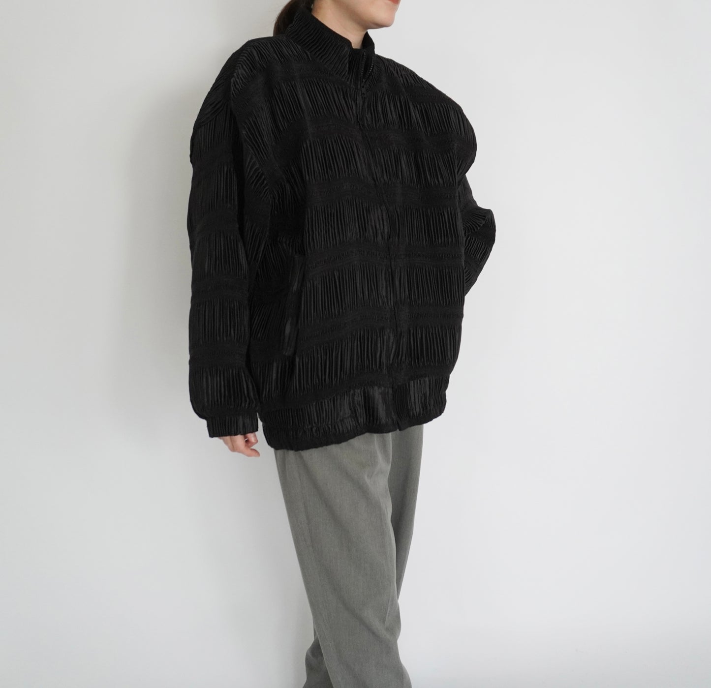 90s Black Pleat Jacket