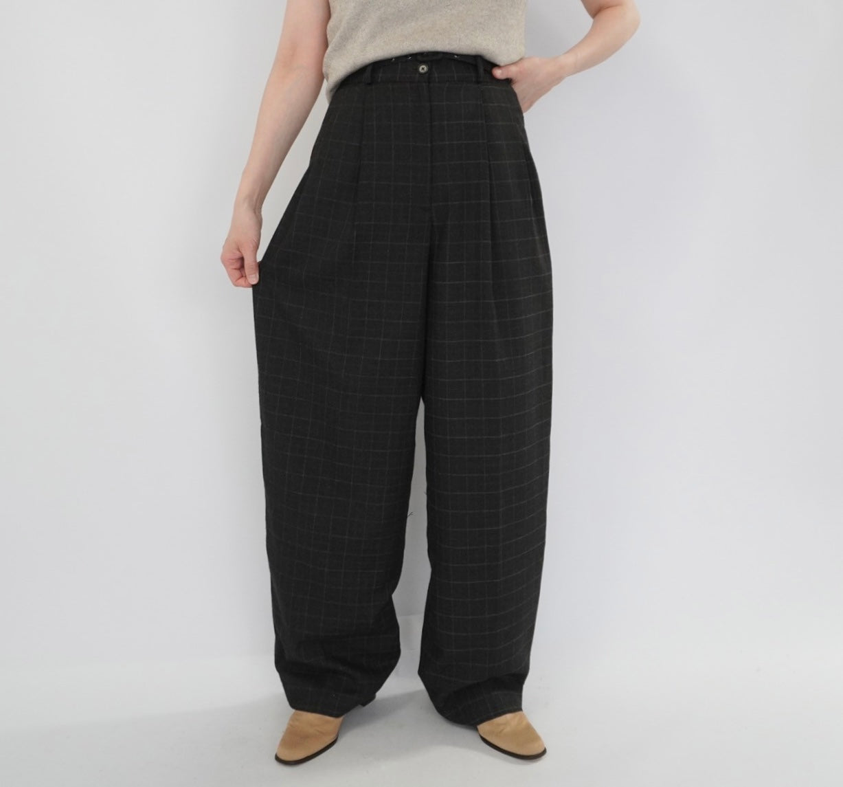 90s Plaid Wide Pants