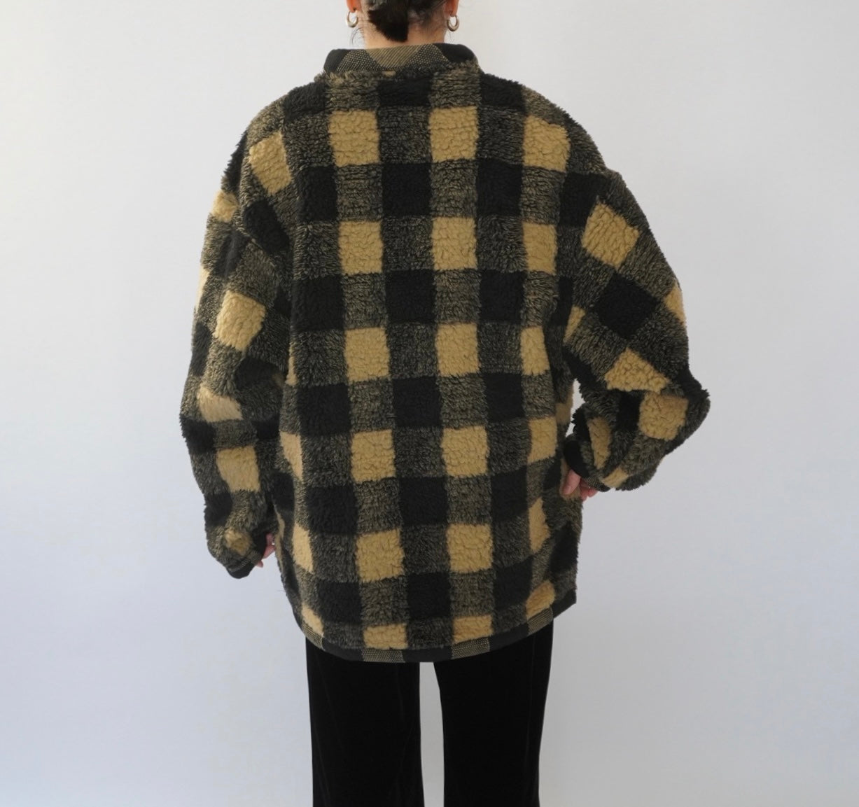 90s EURO Plaid Fleece Top
