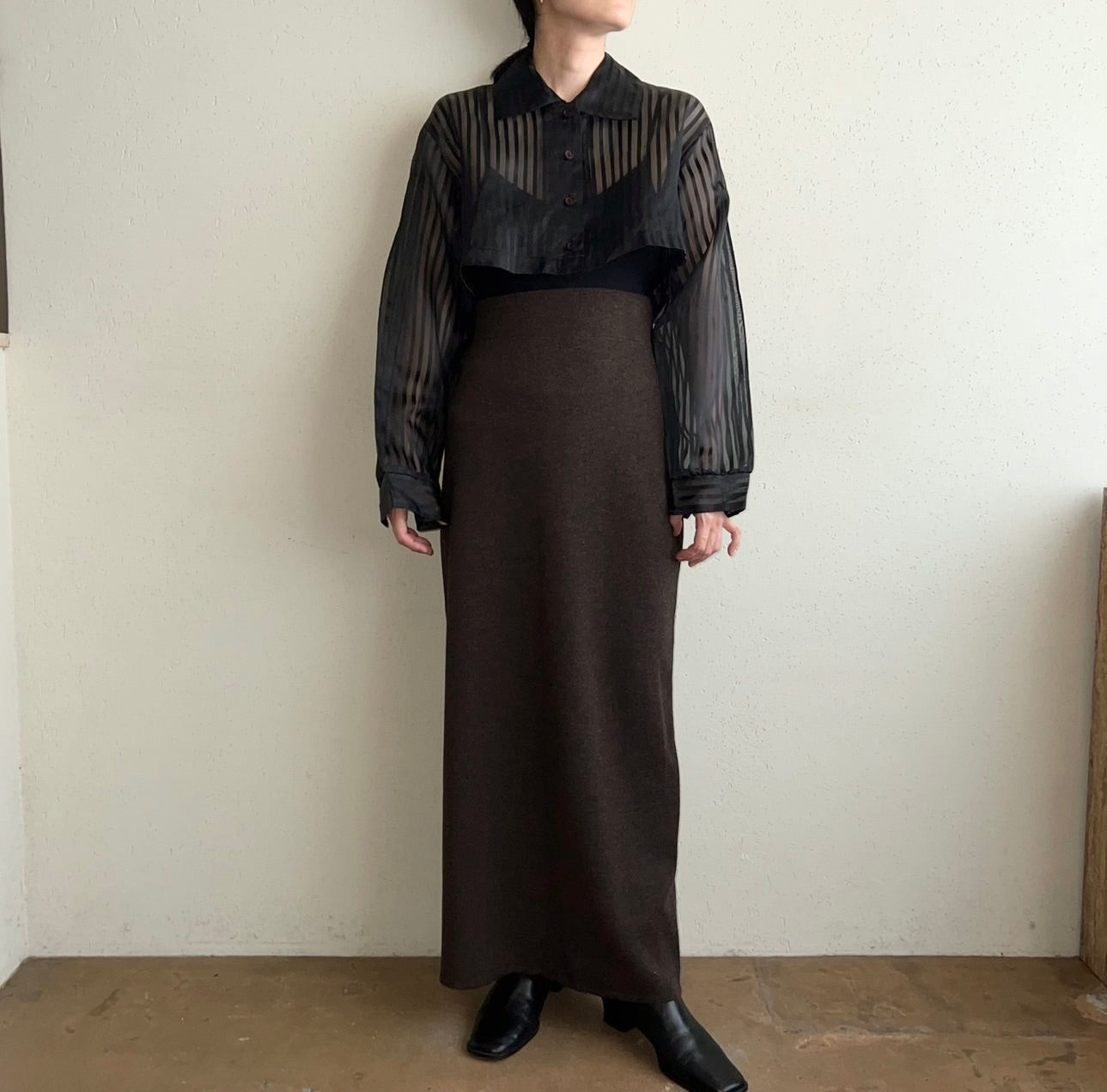 90s Sheer Cropped Shirt Made in USA