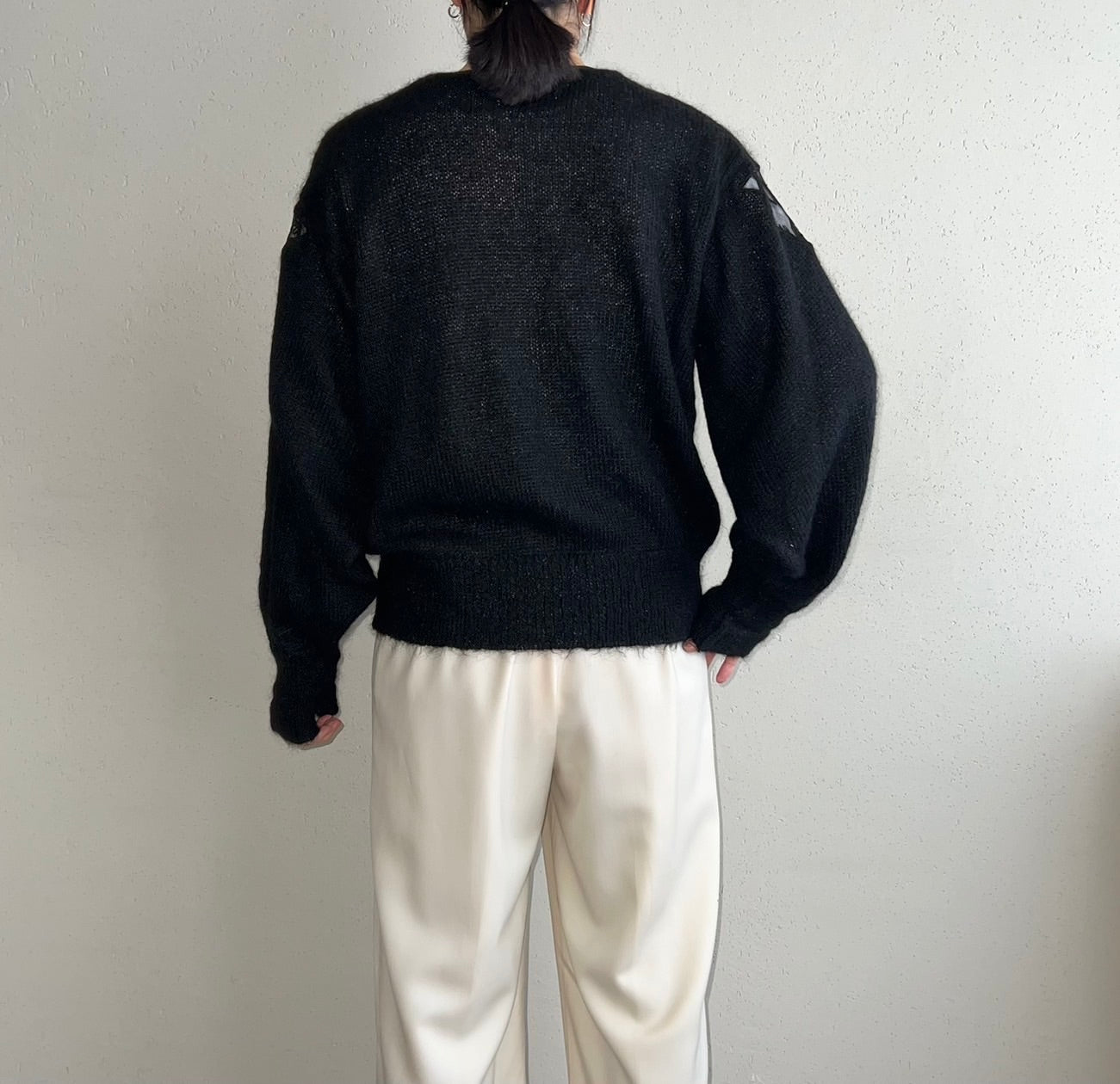90s Lace Design Mohair Knit Cardigan Made in Italy