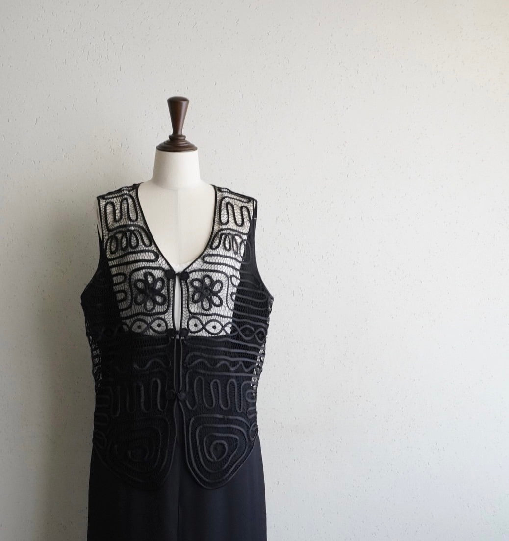 90s Black Satin Vest