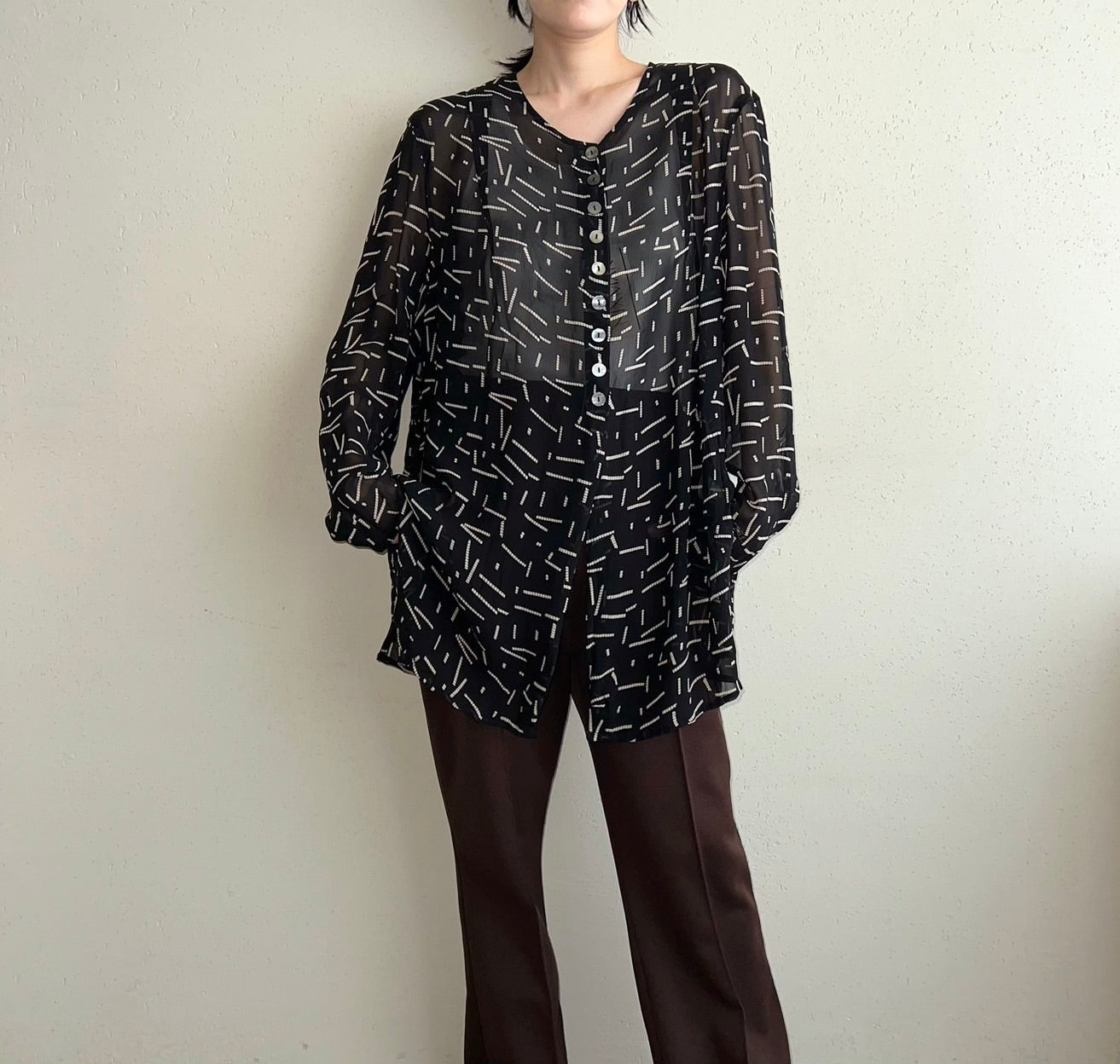 90s EURO Sheer Printed Shirt Dead Stock