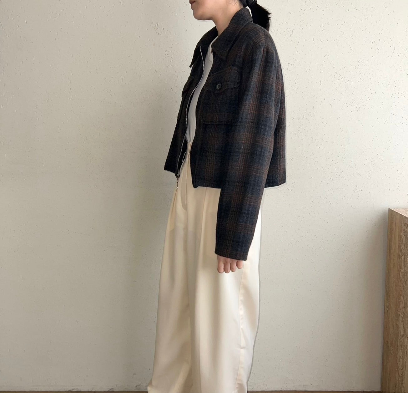 90s Plaid Zipped Jacket