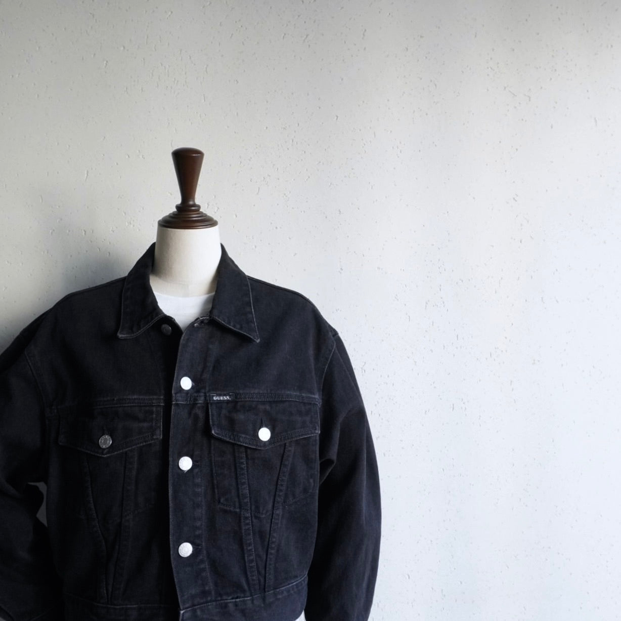 90s "GUESS" Black Denim Jacket Made in USA