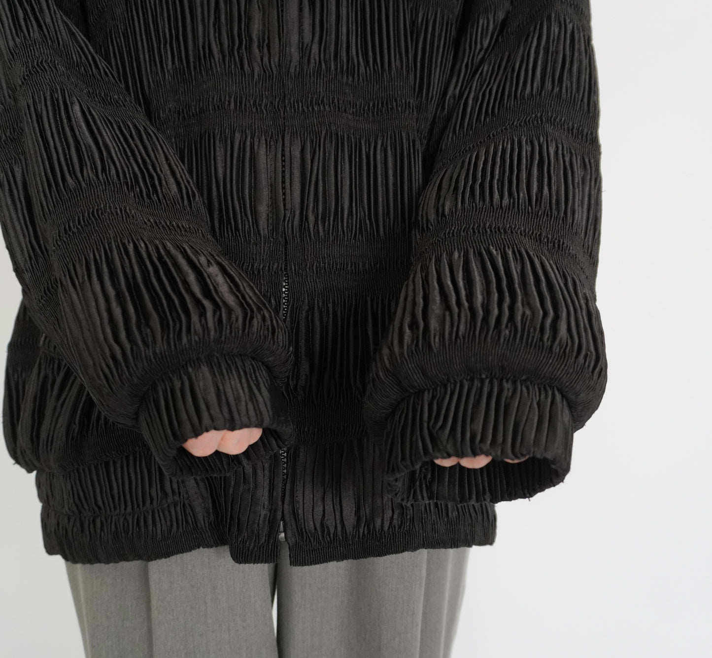 90s Black Pleat Jacket