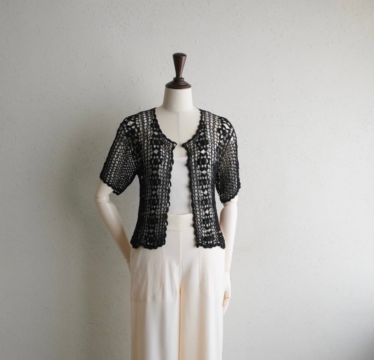 90s Black Crochet Top