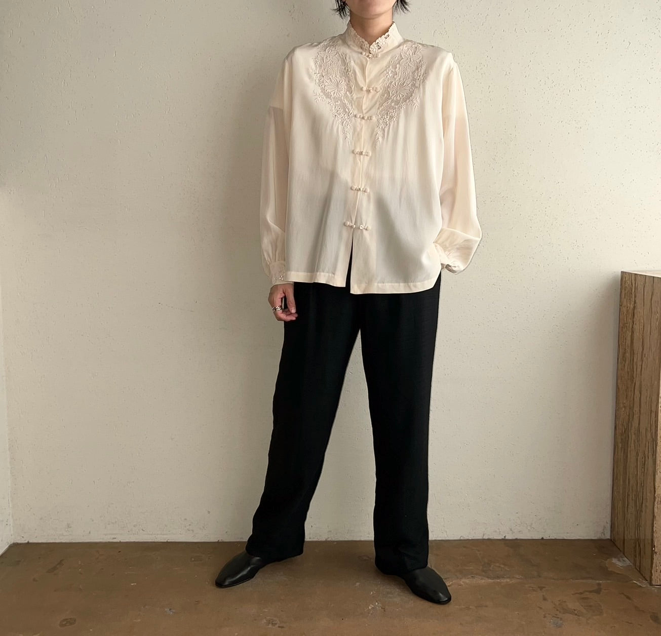 70s Silk Asian Design Blouse