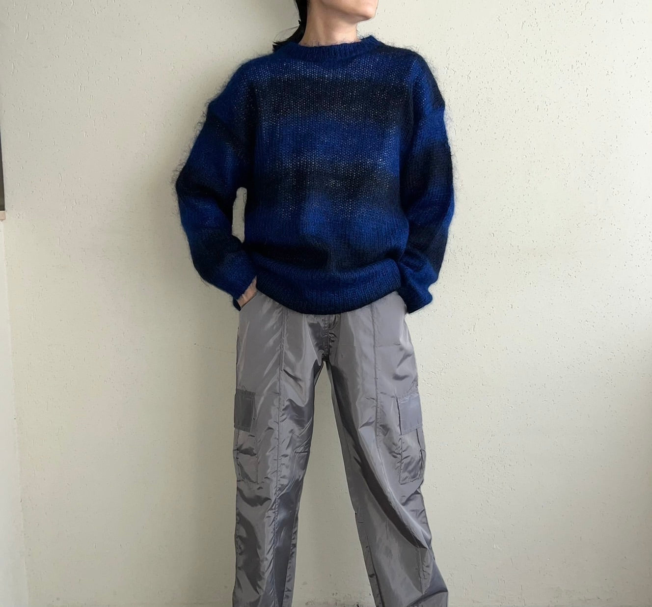 90s Black x Blue Mohair Knit