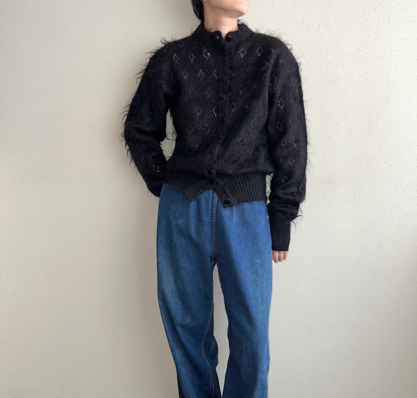 80s Mohair Knit Cardigan Made in Scotland