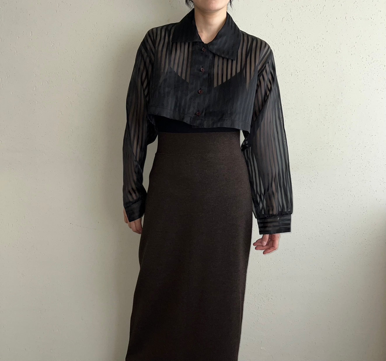 90s Sheer Cropped Shirt Made in USA