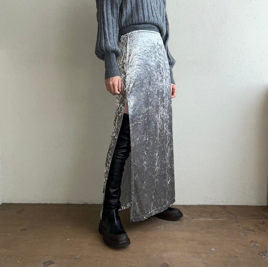 90s Velour Slit Skirt Made in USA
