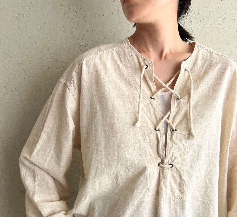 90s Lace Up Top Made in Italy