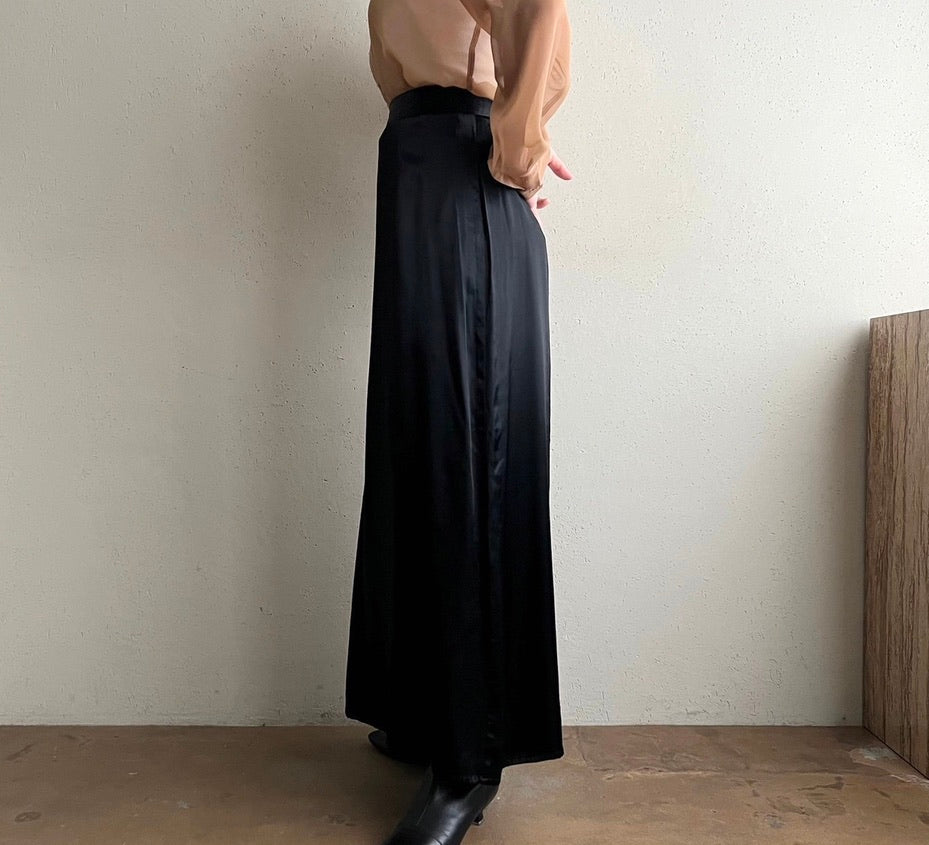 90s Black Satin Skirt Made in USA