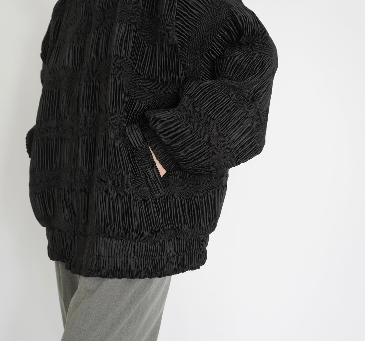 90s Black Pleat Jacket