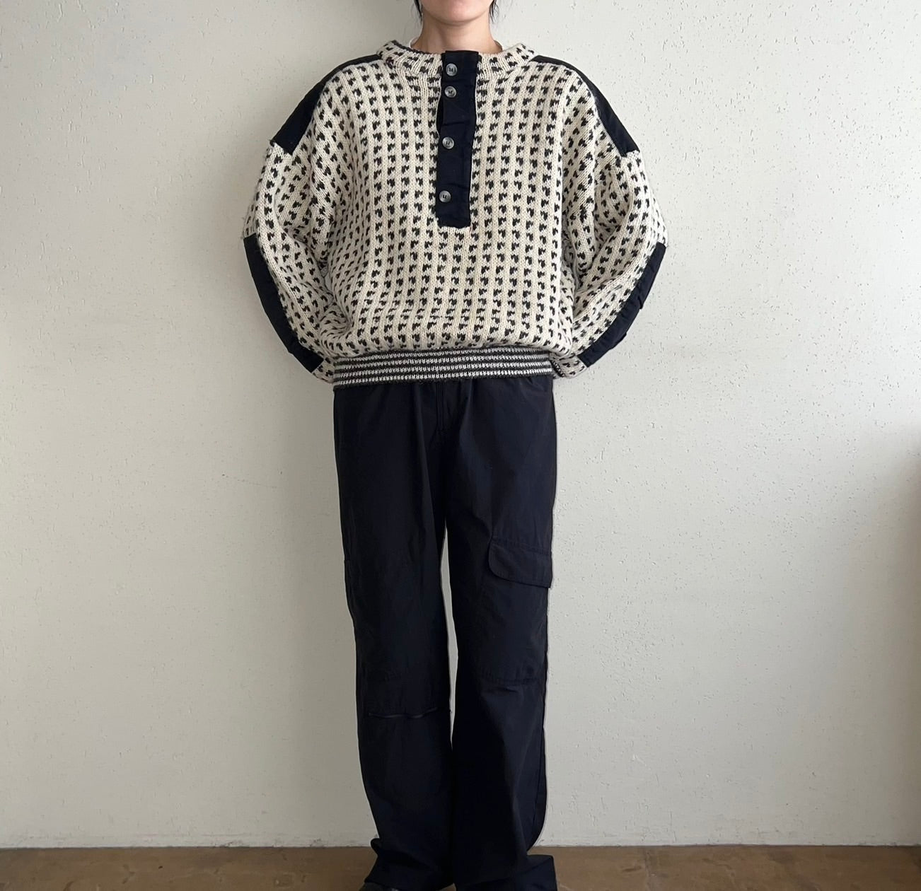 80s Black x White Knit Made in Norway