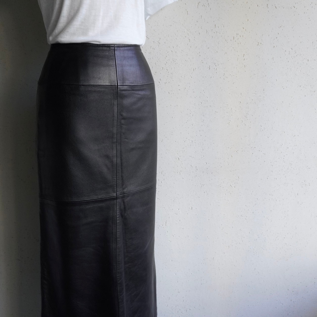 90s Black Leather Skirt