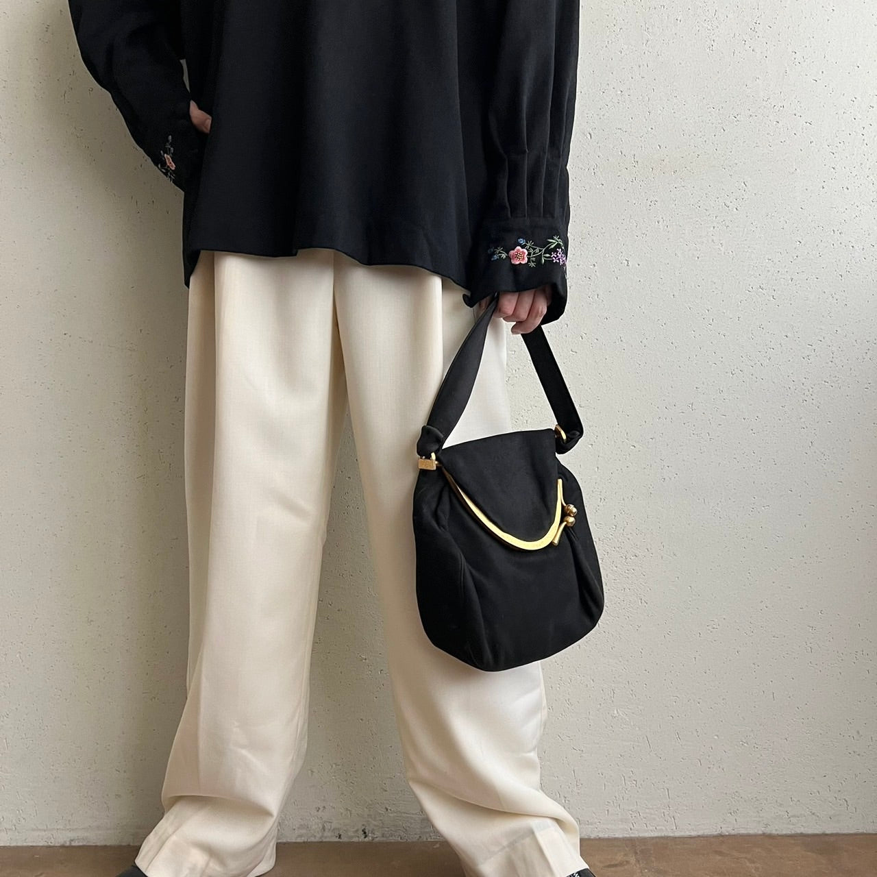 40s,50s Suede Bag Made in France