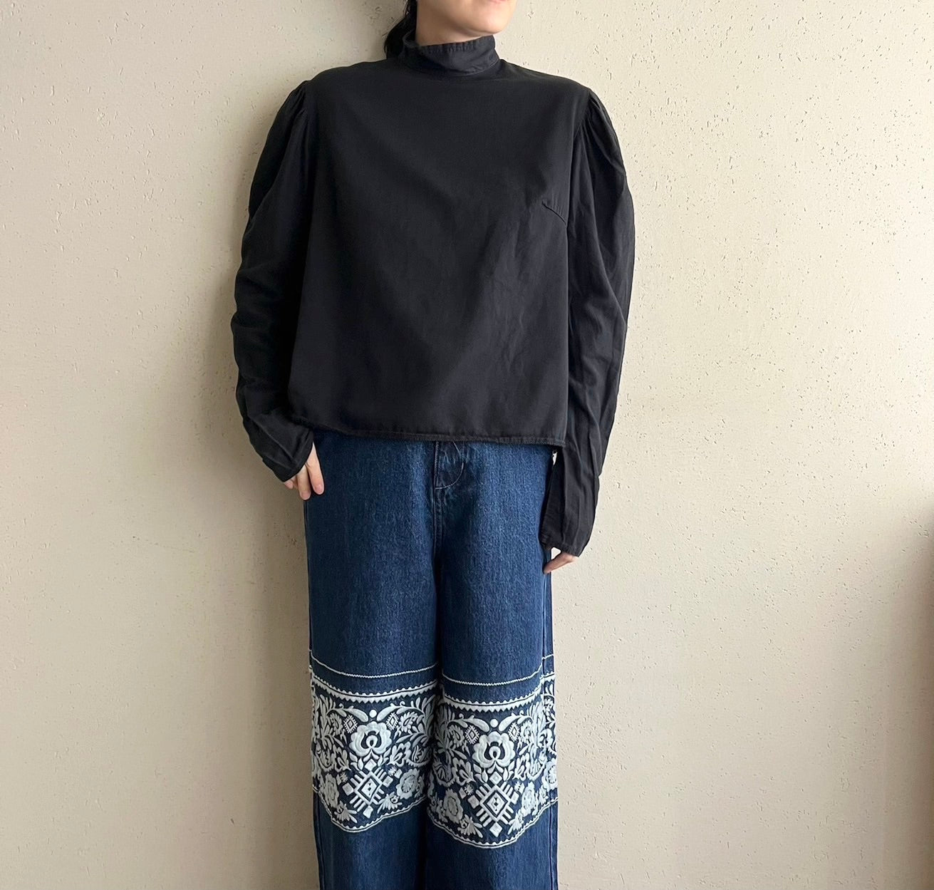 90s Black Blouse