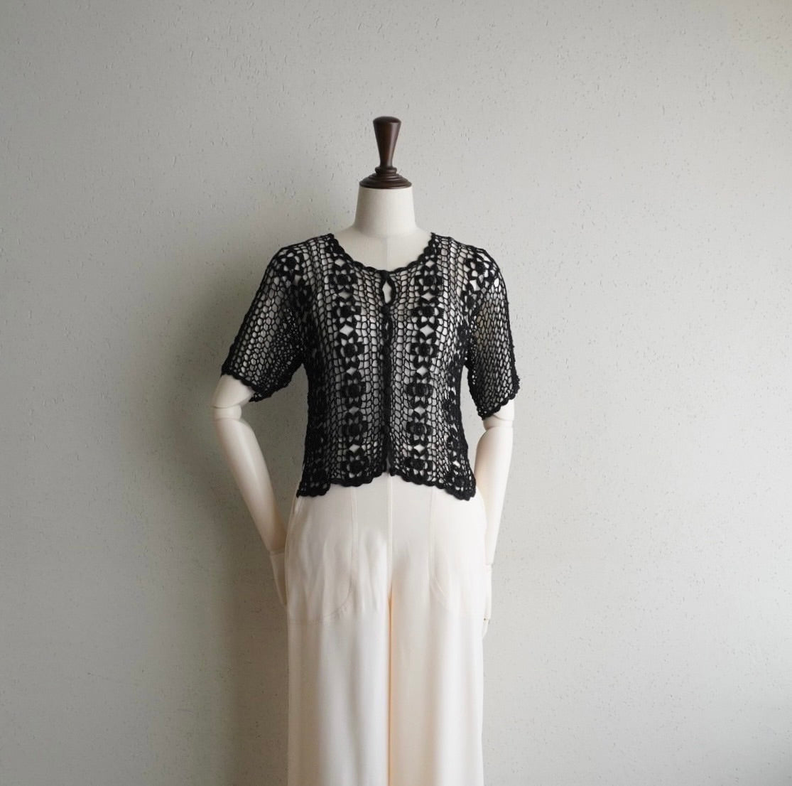 90s Black Crochet Top