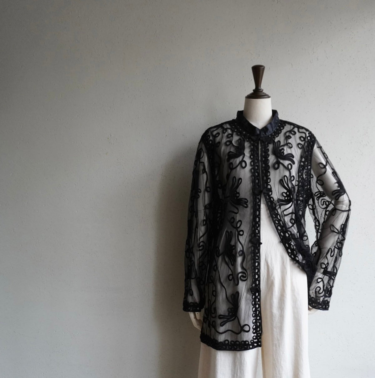 90s Black Cord Lace Blouse